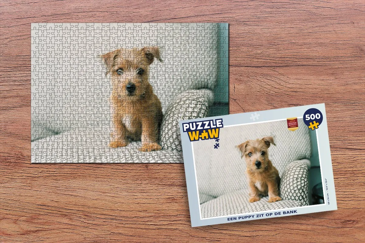 PuzzleWow Legpuzzel Een puppy zit op de bank 500 Stuks - Multicolor