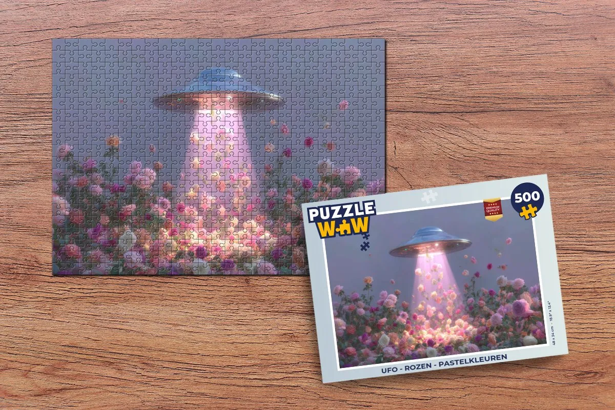 PuzzleWow Ufo Rozen Legpuzzel 500 Stuks - Pastelkleuren