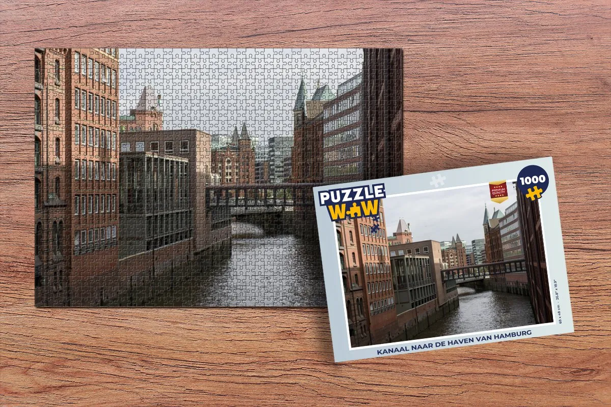 PuzzleWow Rivier Hamburg Legpuzzel 1000 Stuks - Multicolor