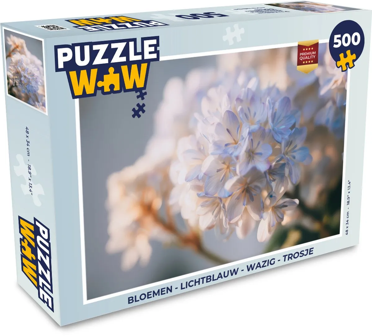 PuzzleWow Bloemen Legpuzzel 500 Stuks - Lichtblauw