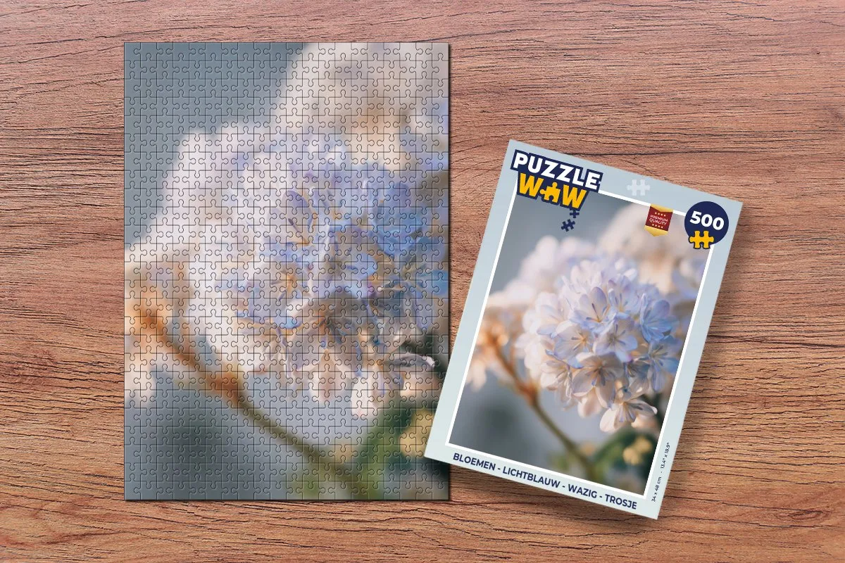 PuzzleWow Bloemen Legpuzzel 500 Stuks - Lichtblauw