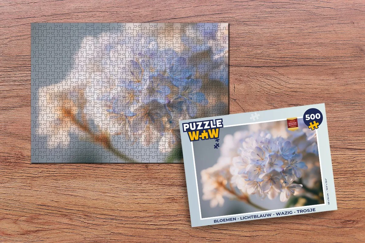 PuzzleWow Bloemen Legpuzzel 500 Stuks - Lichtblauw