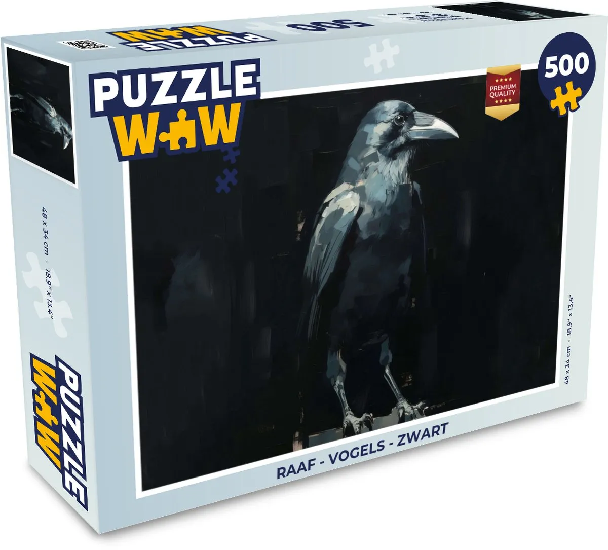 PuzzleWow Vogels Raaf Legpuzzel 500 Stuks - Zwart
