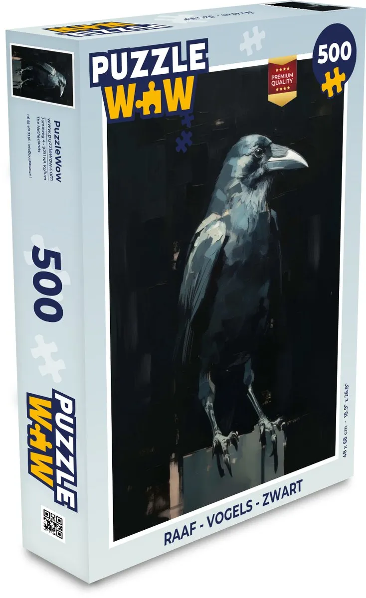 PuzzleWow Vogels Raaf Legpuzzel 500 Stuks - Zwart
