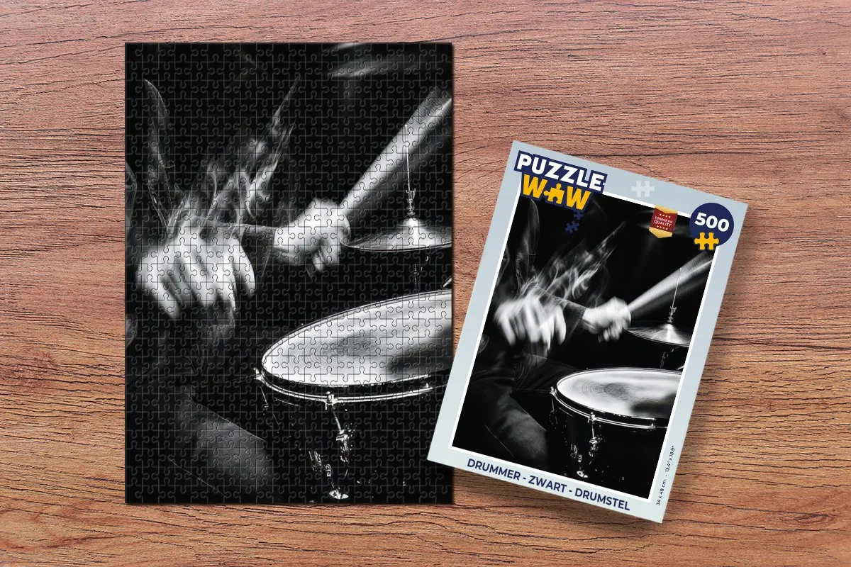 PuzzleWow Drummer Legpuzzel 500 Stuks - Drumstel Zwart