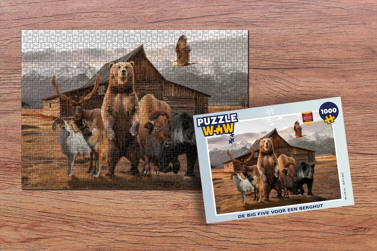 PuzzleWow Big Five Legpuzzel 1000 Stuks - Multicolor