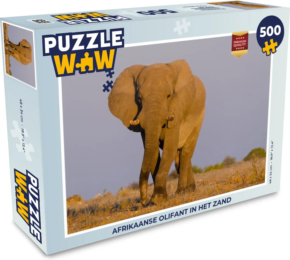 PuzzleWow Afrikaanse Olifant Legpuzzel 500 Stuks - Multicolor
