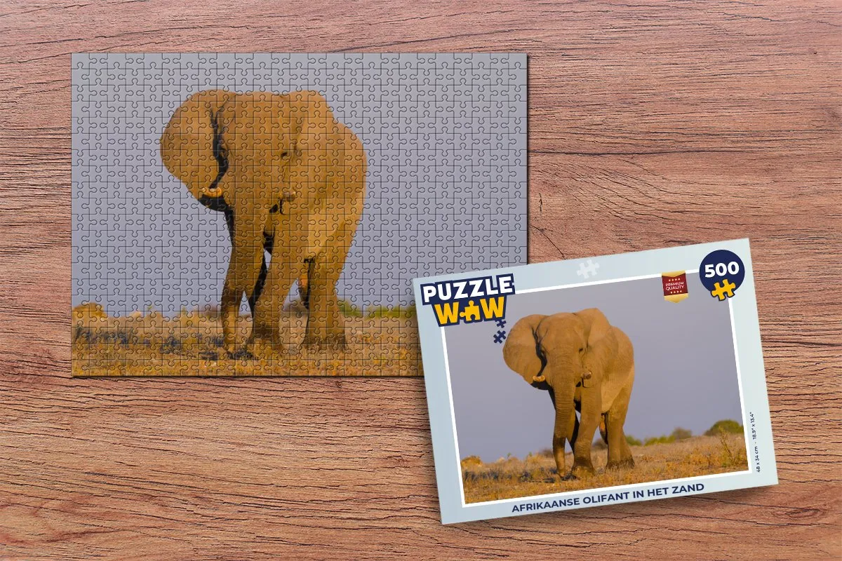 PuzzleWow Afrikaanse Olifant Legpuzzel 500 Stuks - Multicolor