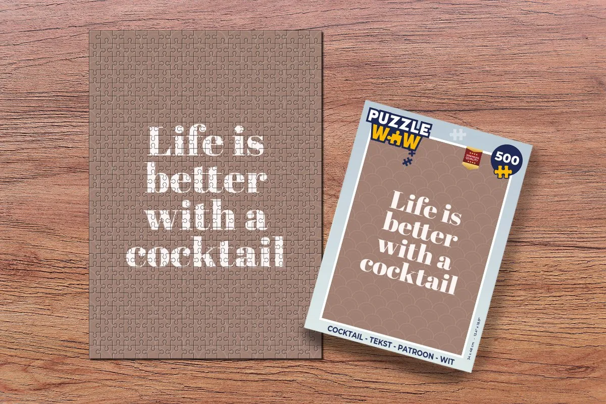 PuzzleWow Cocktail Legpuzzel 500 Stuks - Wit Tekstpatroon