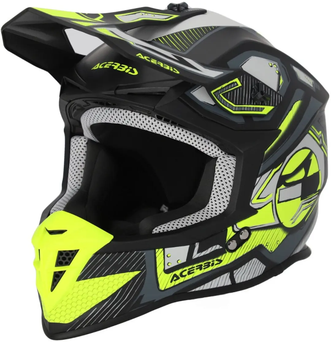 Acerbis Linear Graphic Mat Zwart Gele Crosshelm