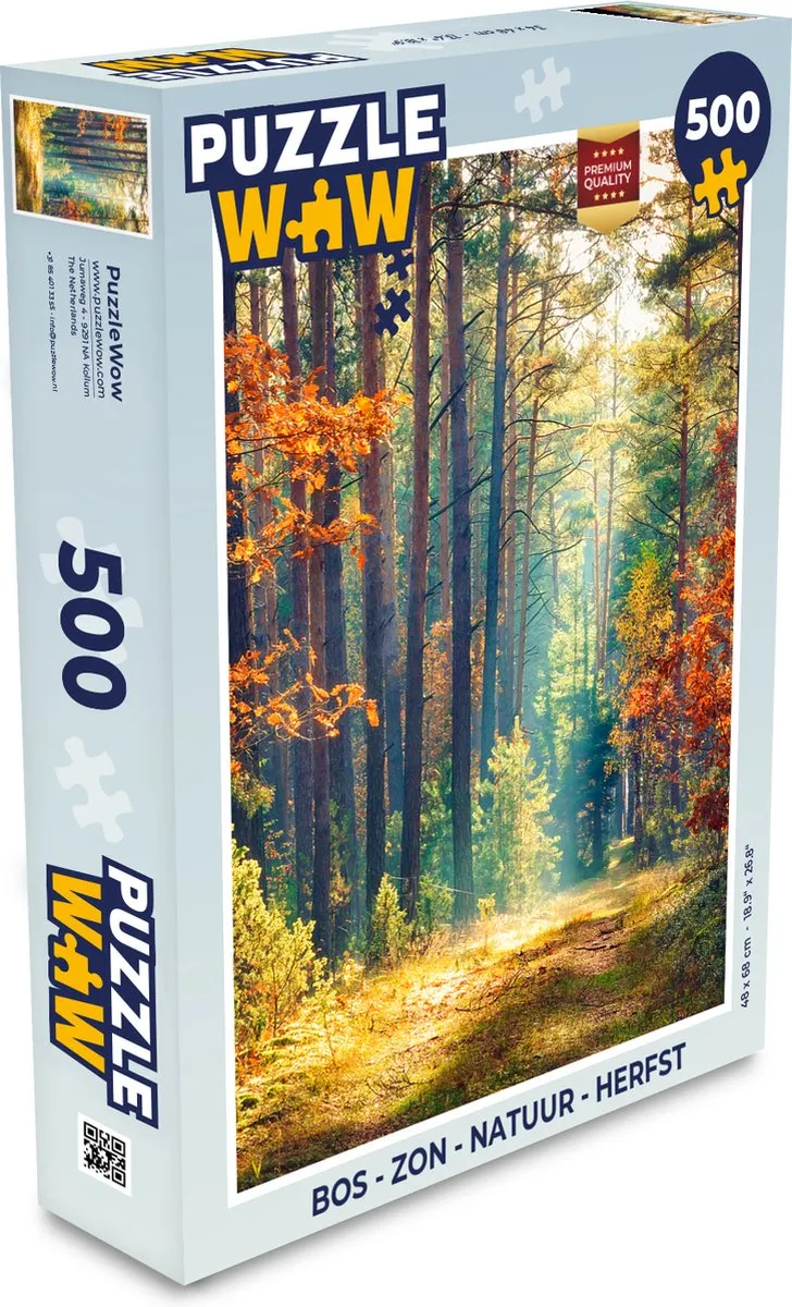 PuzzleWow Herfstzon Natuur Legpuzzel 500 Stuks - Multicolor