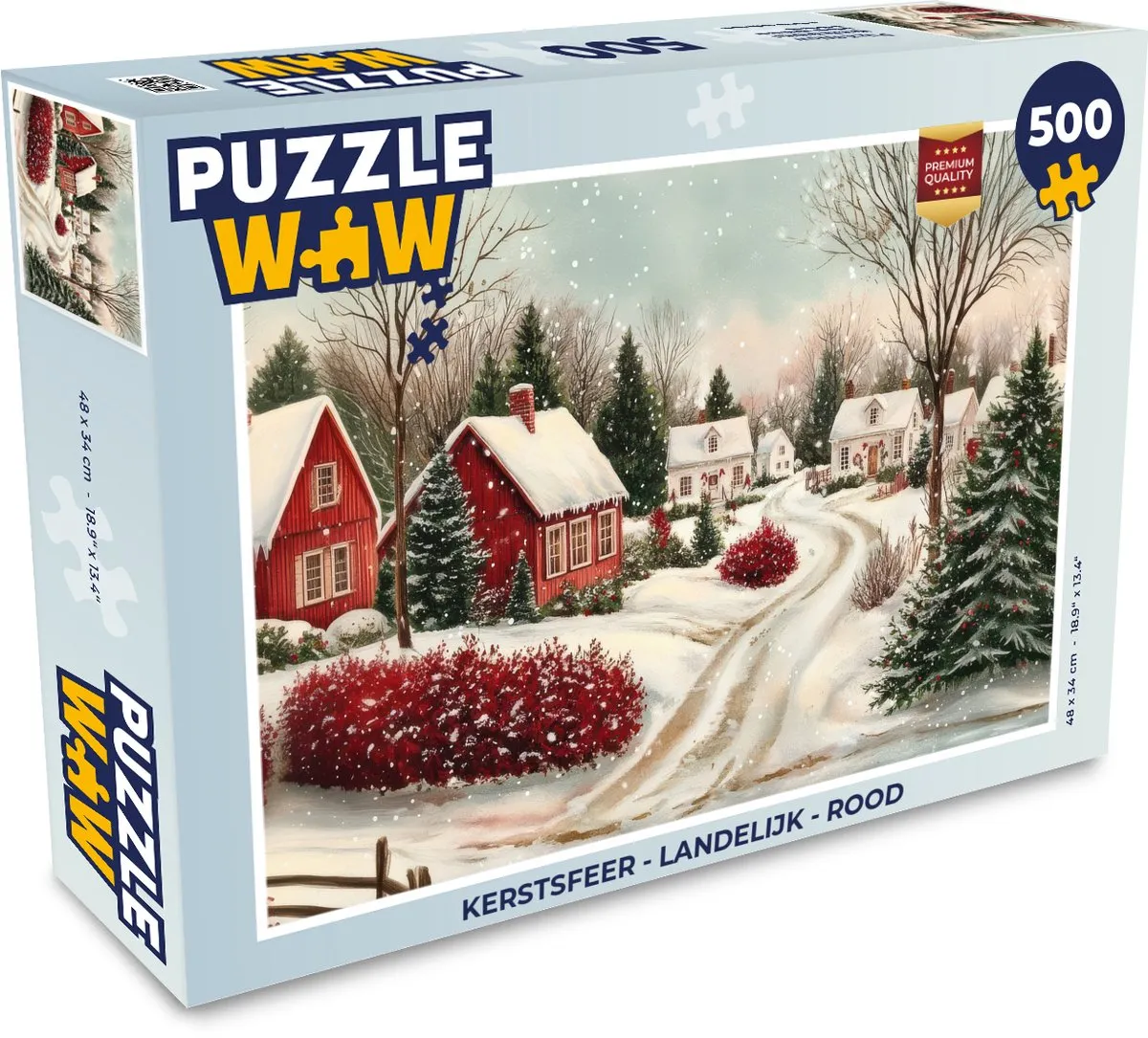 PuzzleWow Kerstsfeer Puzzle 1000 Stuks - Rood