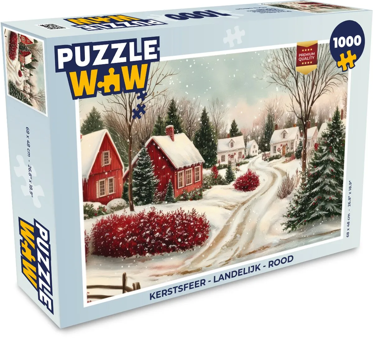 PuzzleWow Kerstsfeer Puzzle 1000 Stuks - Rood