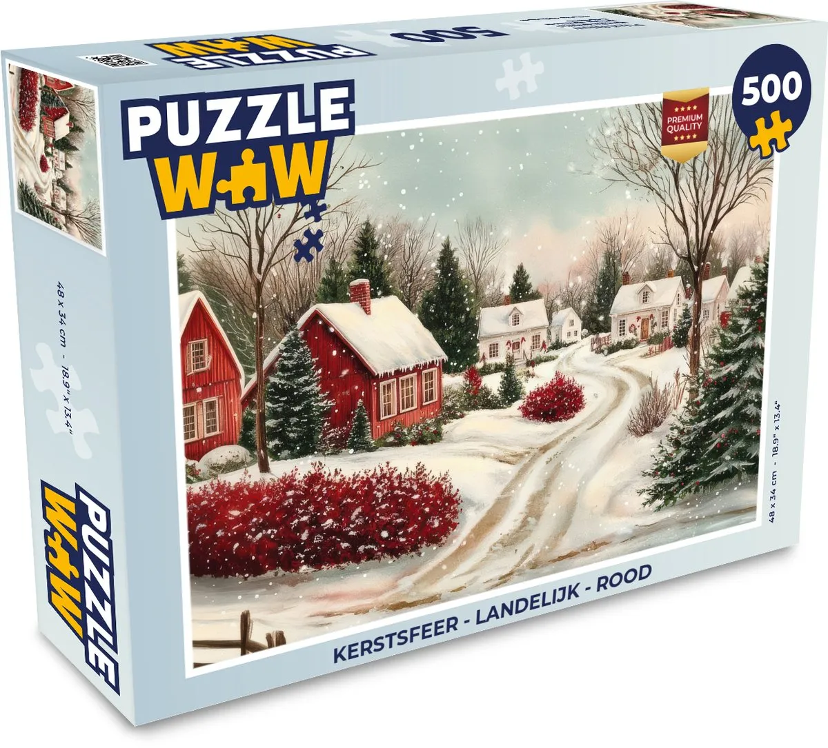 PuzzleWow Kerstsfeer Puzzle 1000 Stuks - Rood