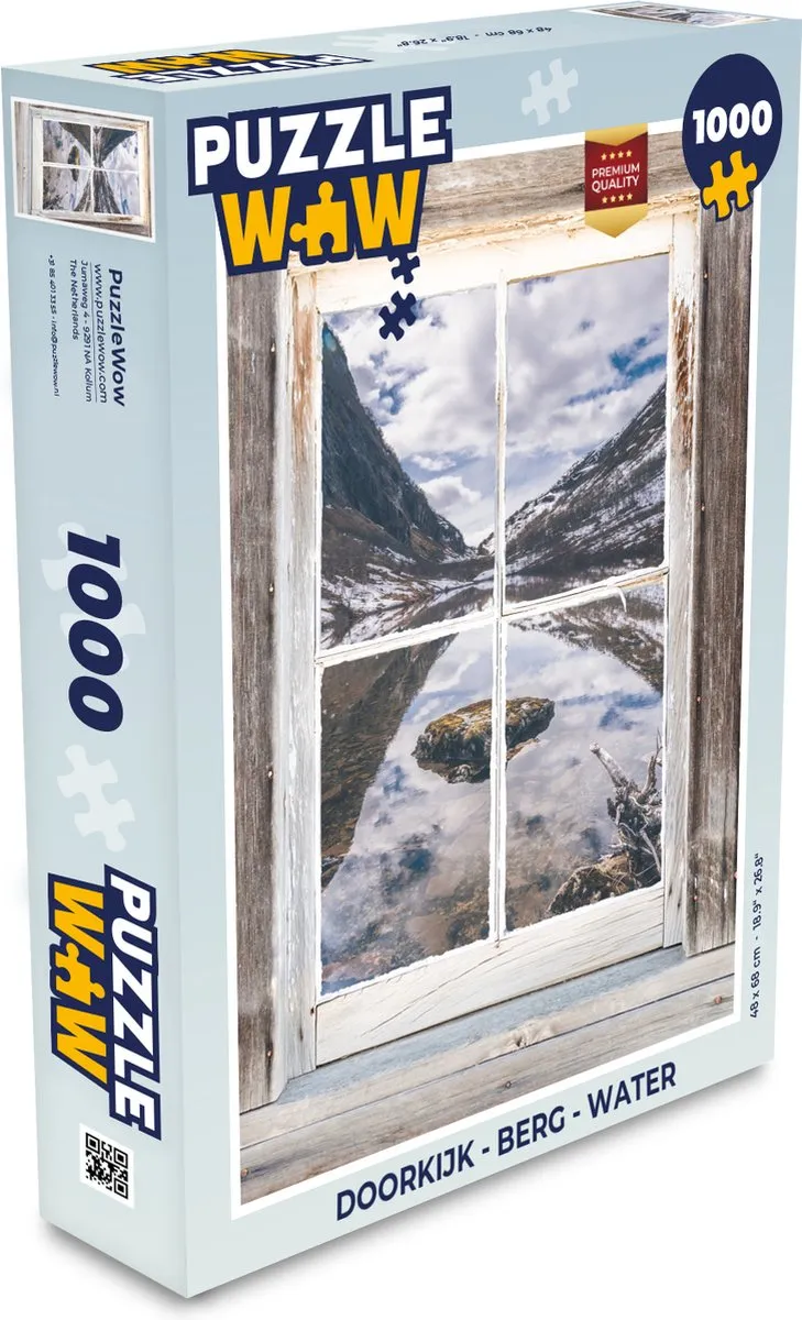 PuzzleWow Doorkijk Berg Water Legpuzzel 1000 Stuks - Multicolor