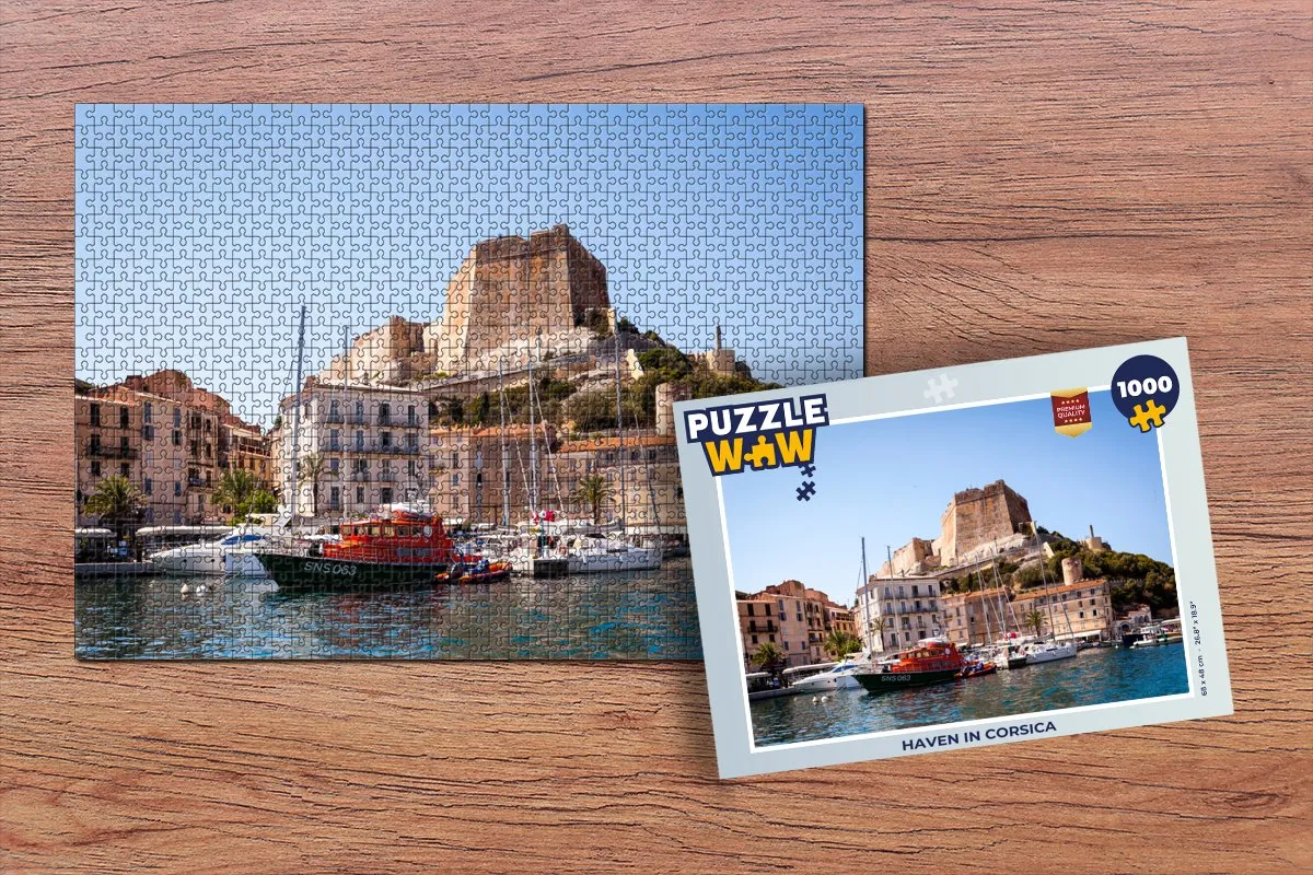 PuzzleWow Legpuzzel Haven in Corsica 1000 Stuks - Multicolor