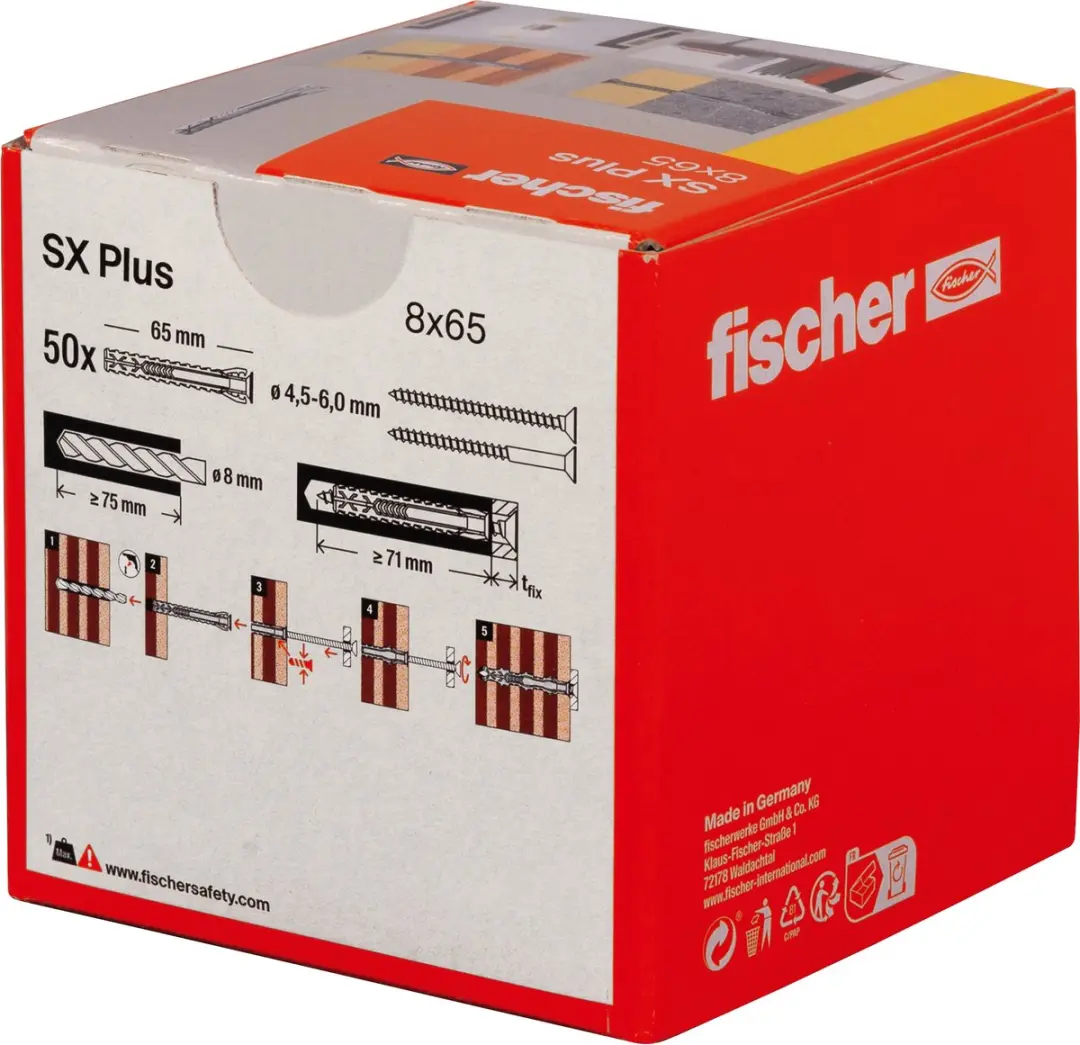 Fischer SX Plus 8x65 Universele Plug - 50 Stuks