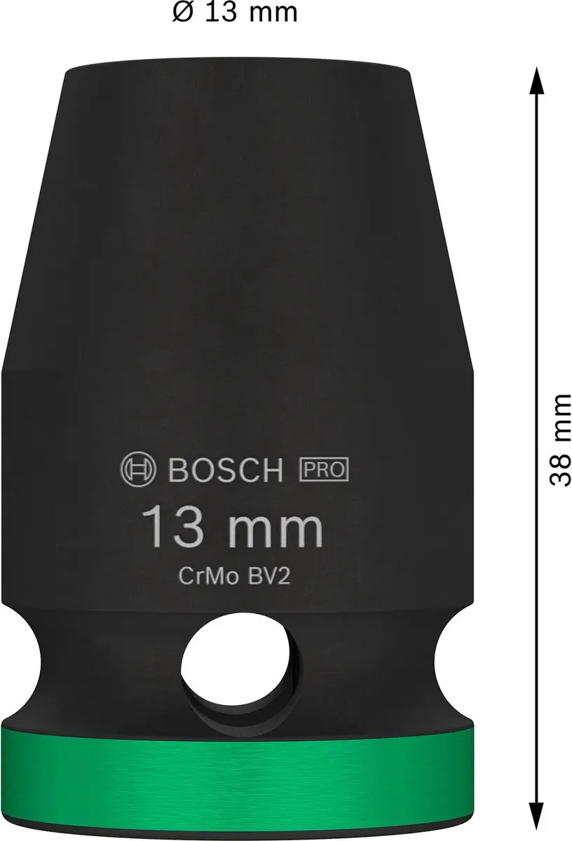 Bosch PRO Impact Socket 1/2" 13mm - 2608003046 - Groen/Zwart