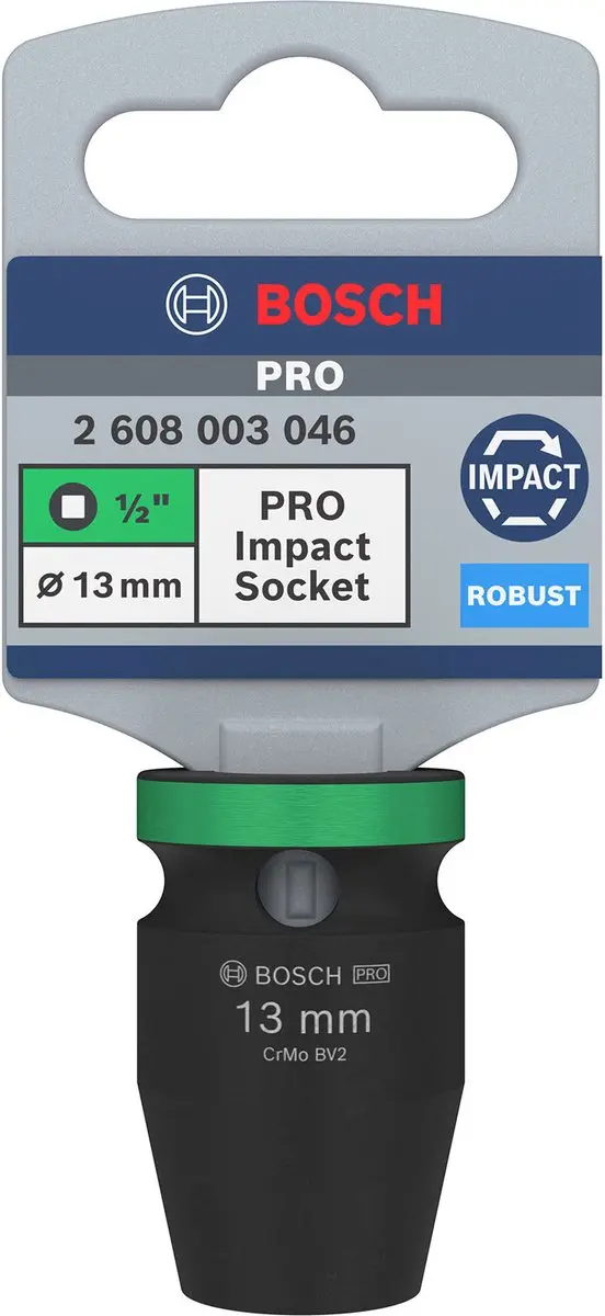 Bosch PRO Impact Socket 1/2" 13mm - 2608003046 - Groen/Zwart