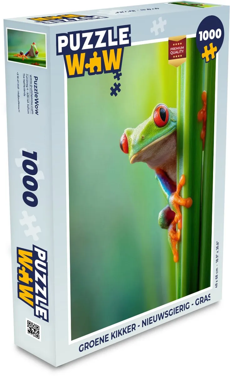 PuzzleWow Groene Kikker Legpuzzel 1000 Stuks - Gras