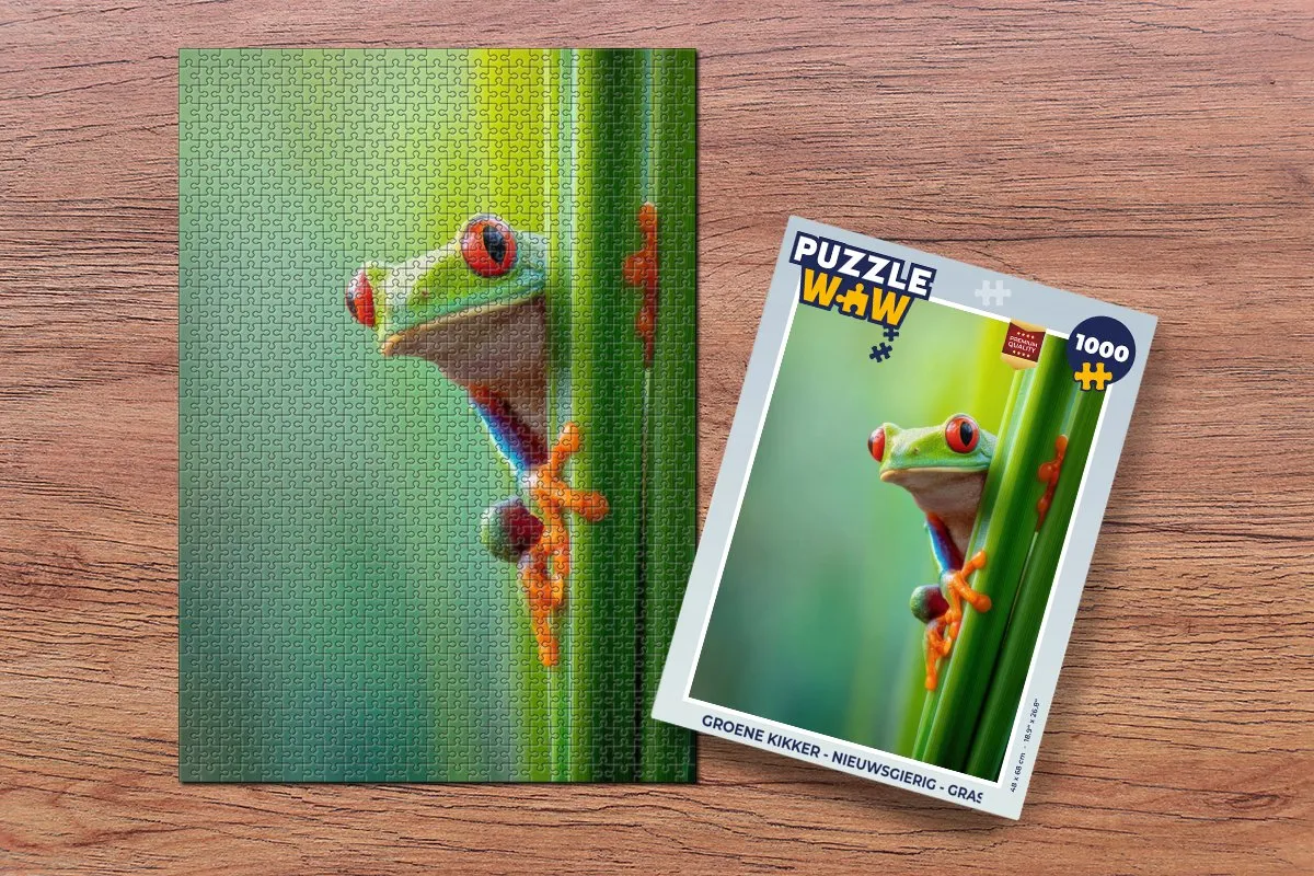 PuzzleWow Groene Kikker Legpuzzel 1000 Stuks - Gras
