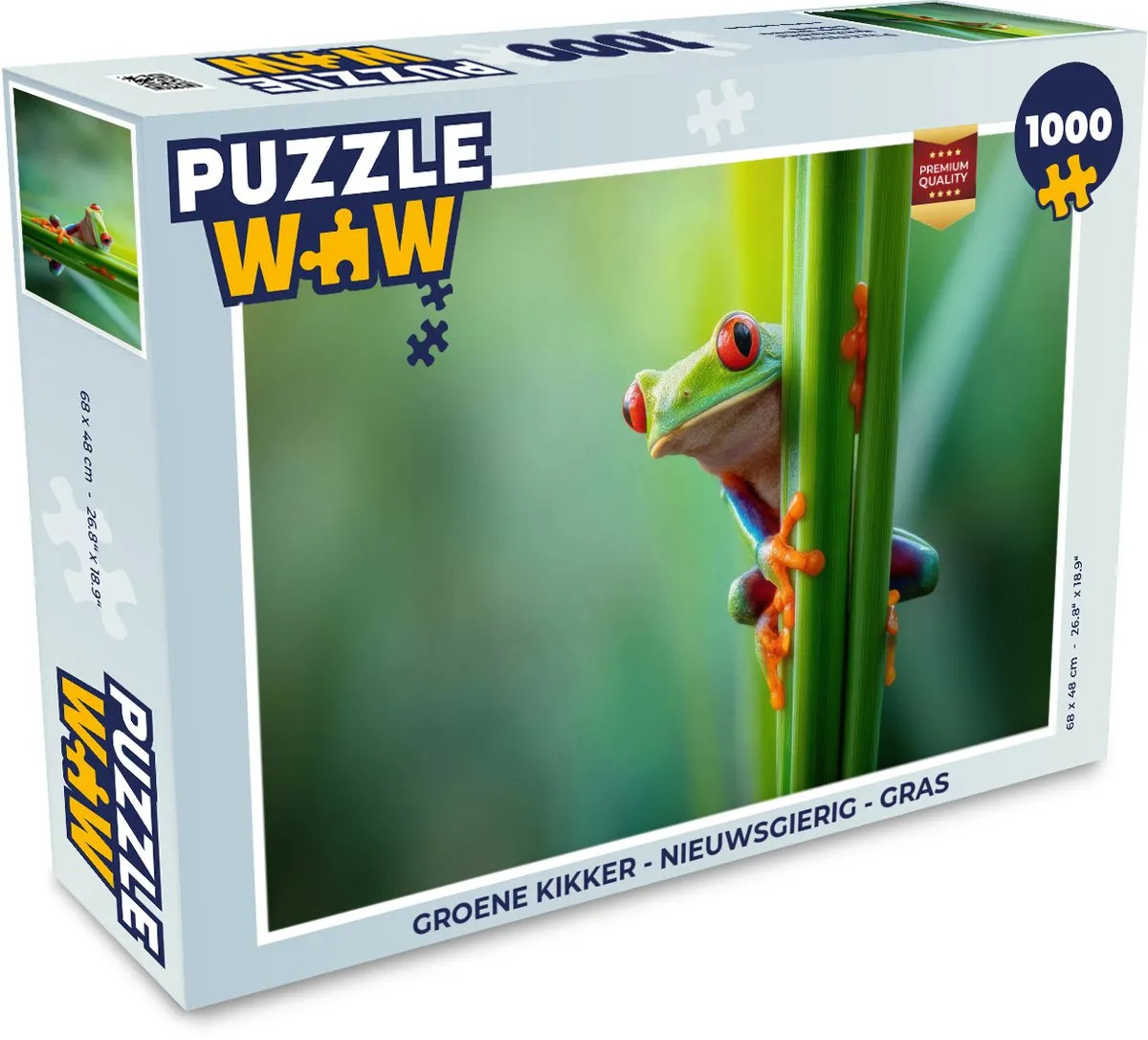 PuzzleWow Groene Kikker Legpuzzel 1000 Stuks - Gras
