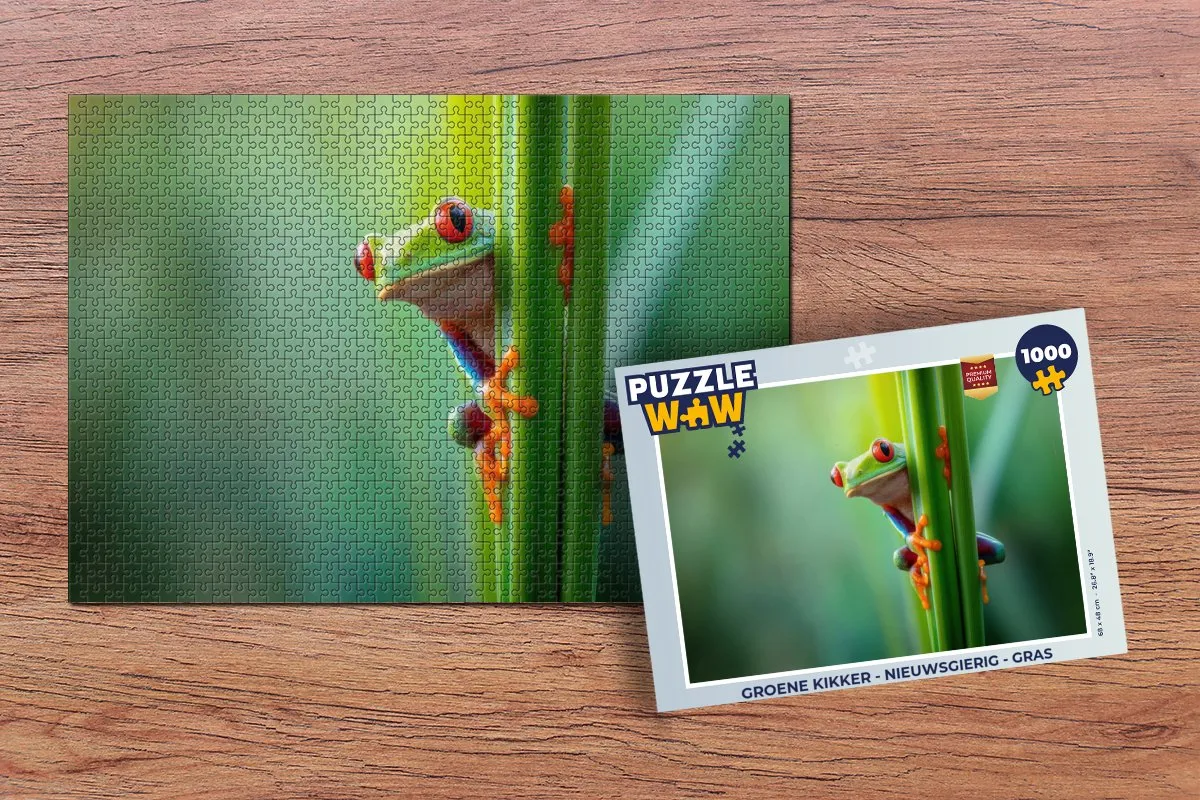 PuzzleWow Groene Kikker Legpuzzel 1000 Stuks - Gras