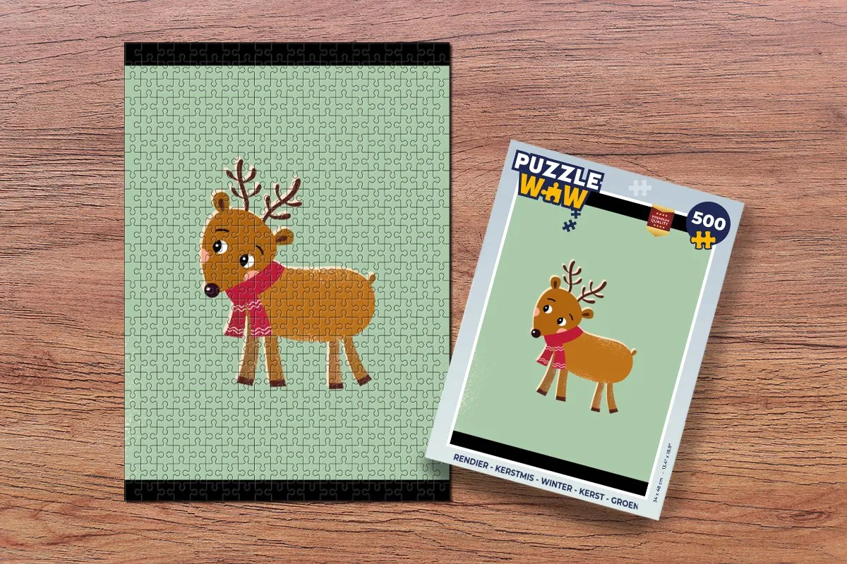 PuzzleWow Rendier Kerstpuzzel 500 Stuks - Multicolor