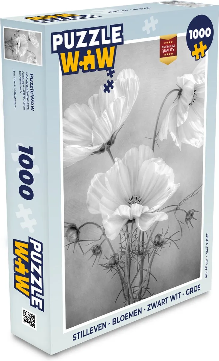PuzzleWow Stilleven Bloemen Klaproos Botanisch Legpuzzel 1000 Stuks - Multicolor