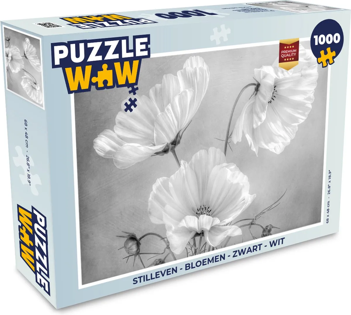 PuzzleWow Stilleven Bloemen Klaproos Botanisch Legpuzzel 1000 Stuks - Multicolor