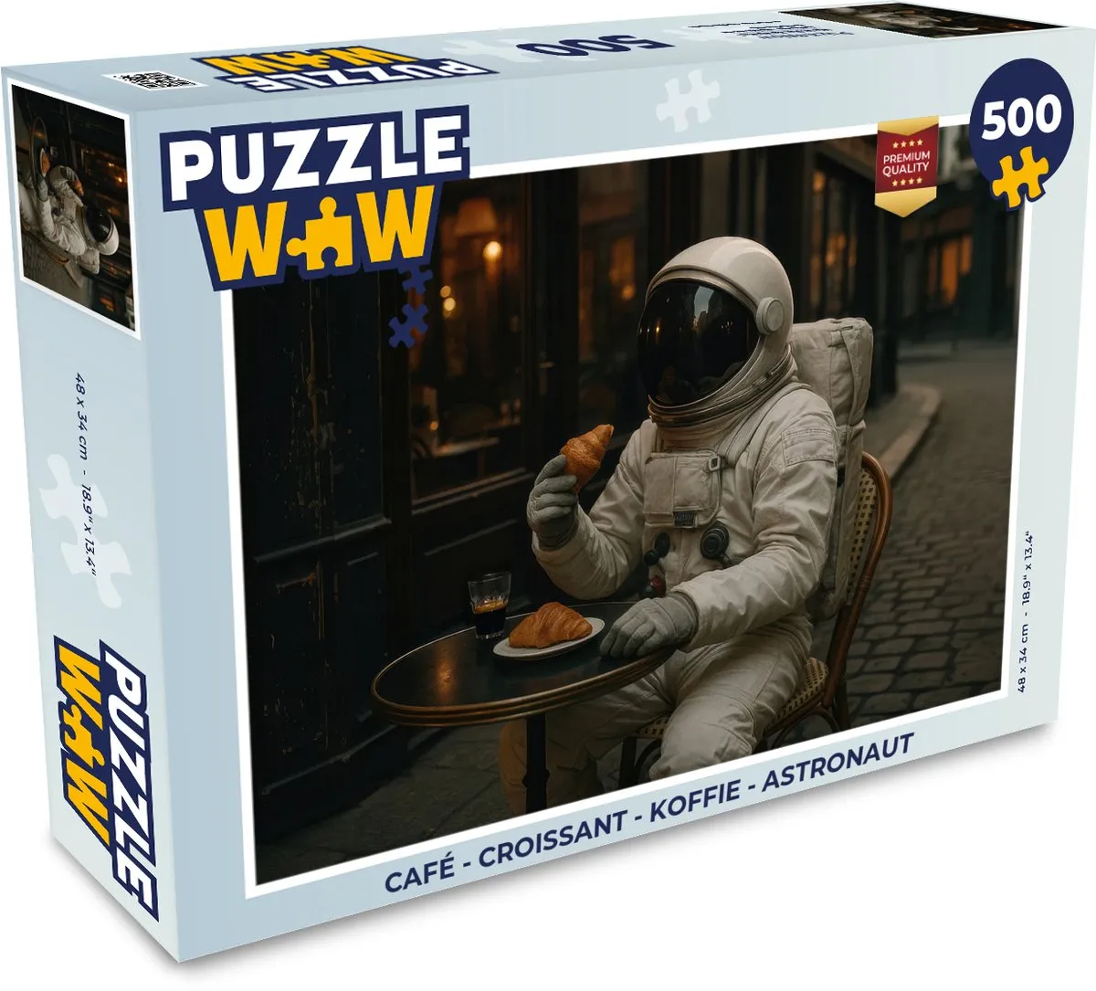 PuzzleWow Astronaut Puzzle 500 Stuks - Café/Croissant/Koffie