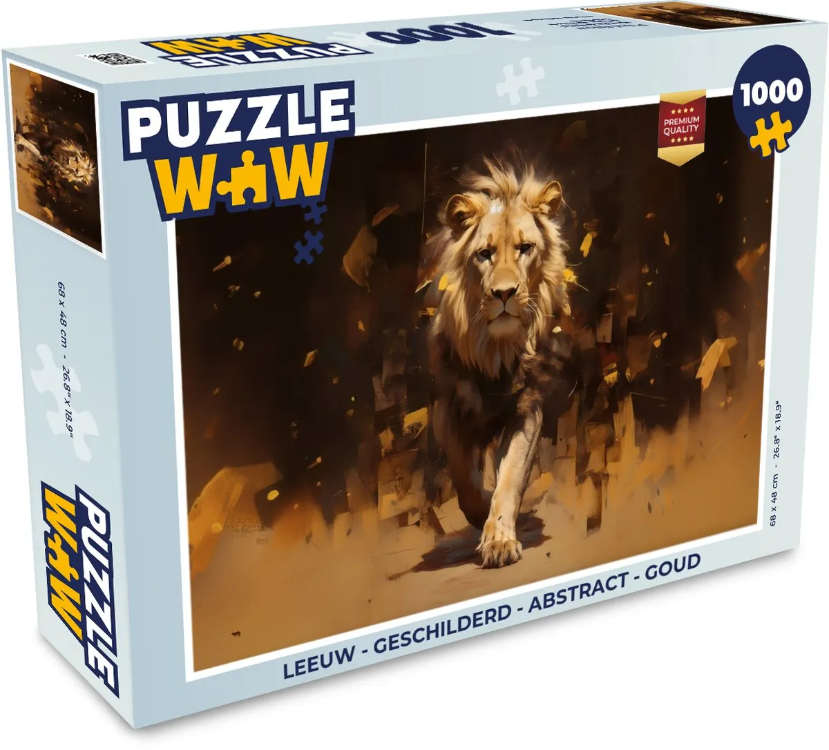 PuzzleWow Leeuw Legpuzzel 1000 Stuks - Goud