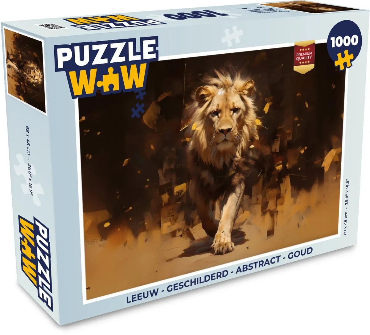 PuzzleWow Leeuw Legpuzzel 1000 Stuks - Goud