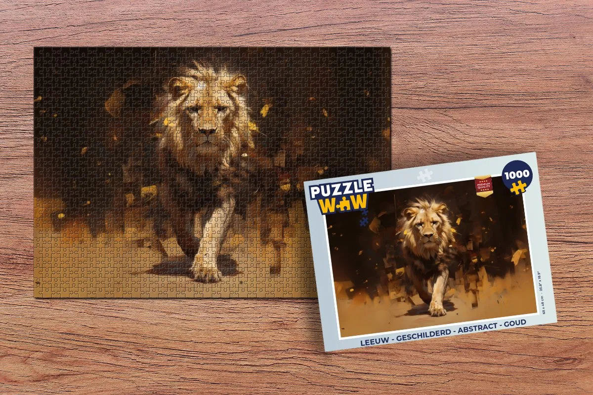 PuzzleWow Leeuw Legpuzzel 1000 Stuks - Goud