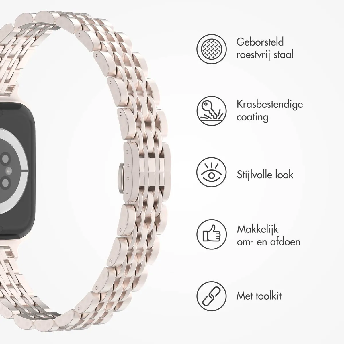 Selencia Slim Steel Schakelbandje Apple Watch 38-42mm - Sterrenlicht - afbeelding 6 van 6