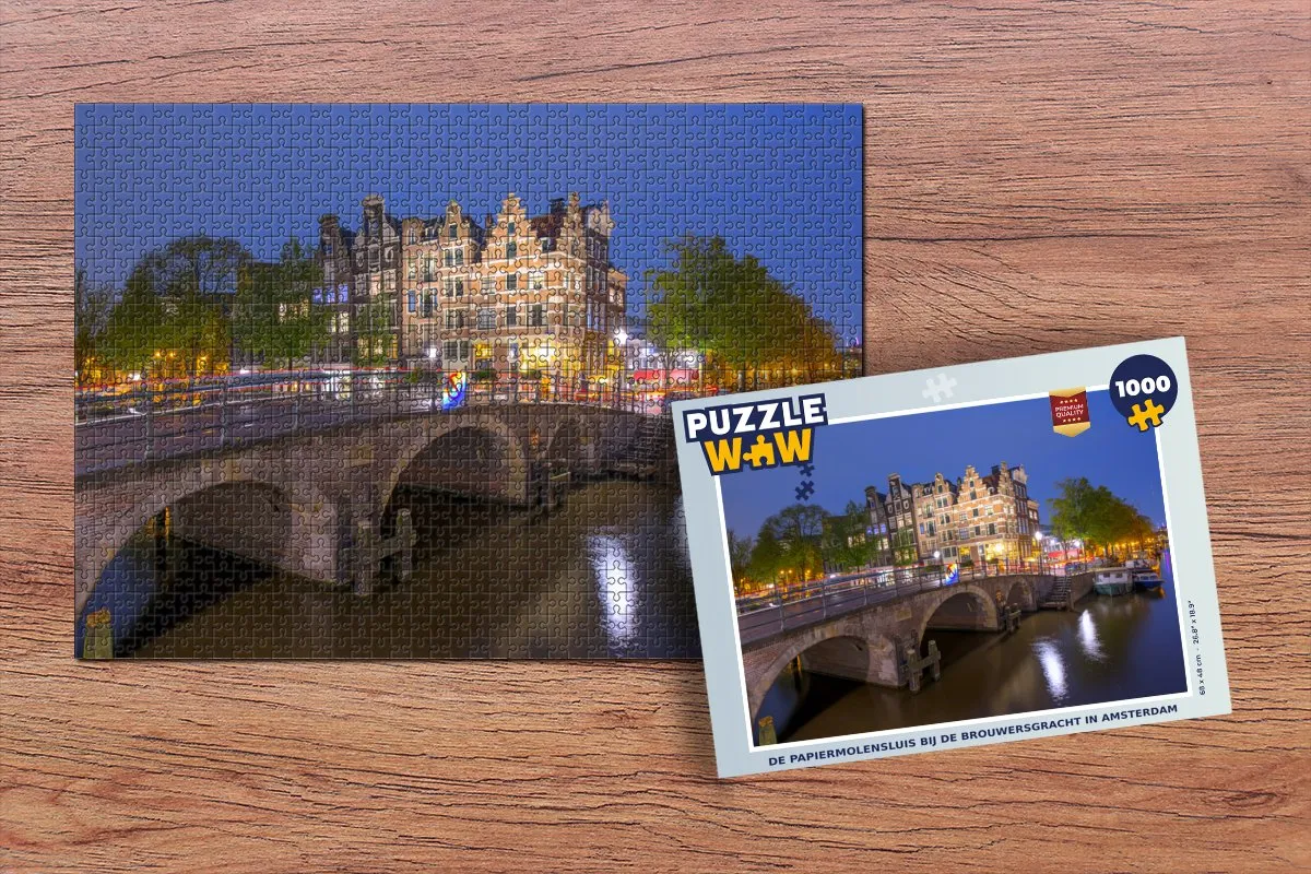 PuzzleWow Legpuzzel De Papiermolensluis Amsterdam 1000 Stuks - Multicolor