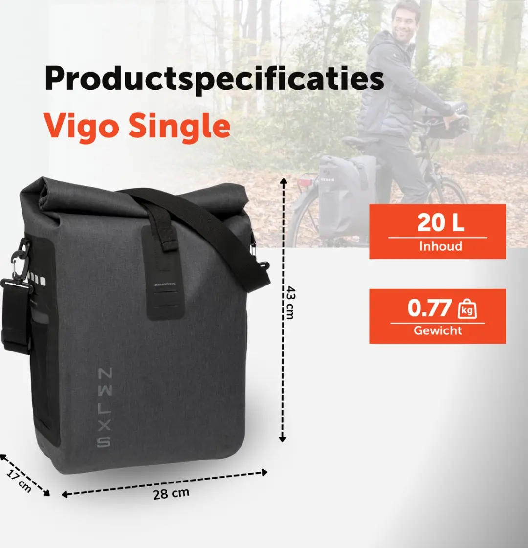 New Looxs Varo Single Fietstas 20L - Grijs - afbeelding 6 van 6