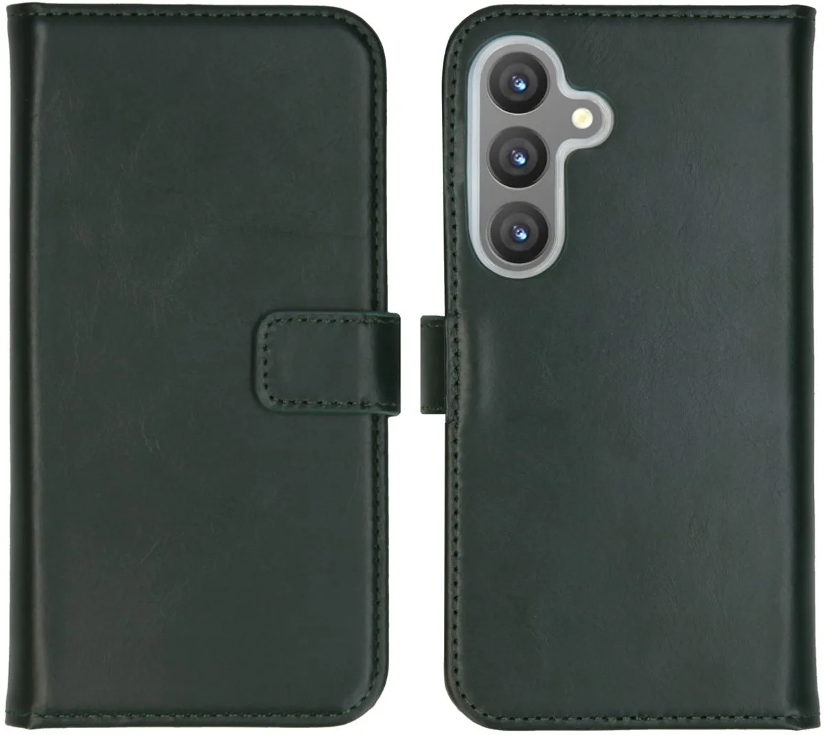 Selencia Hoesje Samsung Galaxy S24 Groen - Lederen Bookcase 3 Pasjes