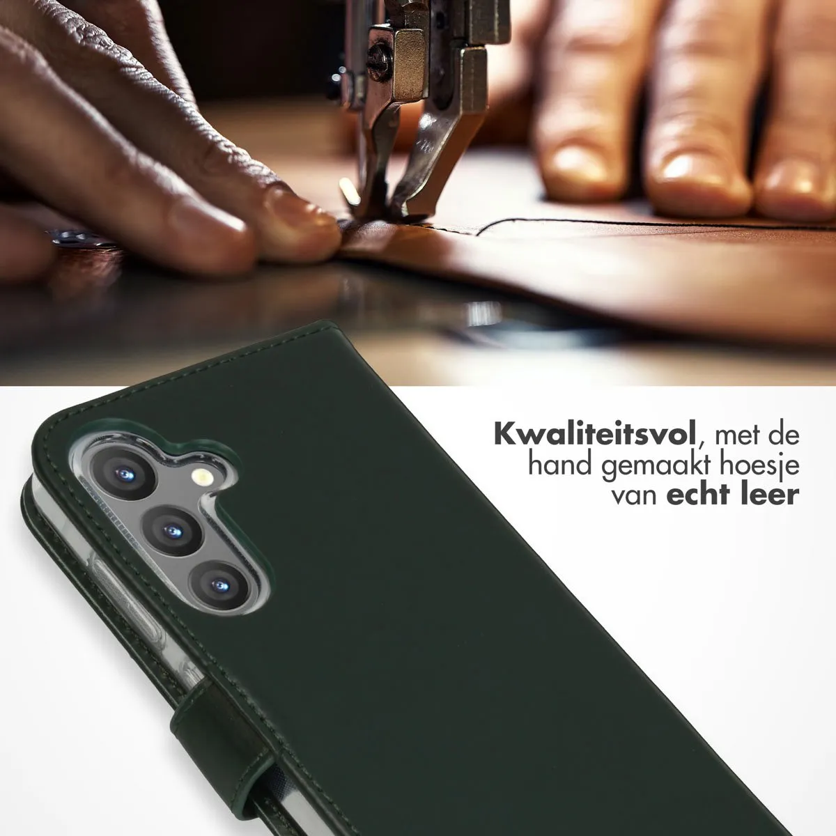 Selencia Hoesje Samsung Galaxy S24 Groen - Lederen Bookcase 3 Pasjes