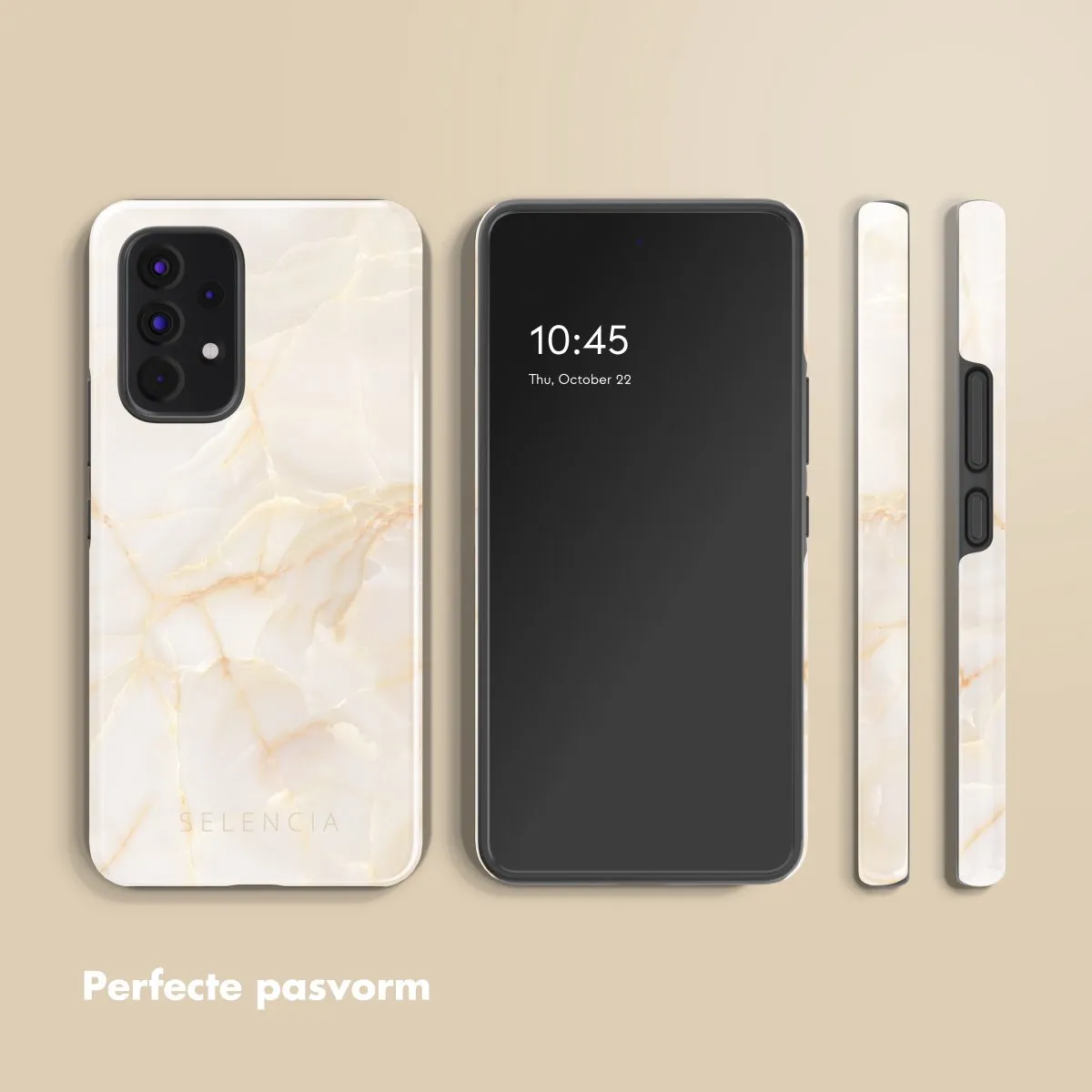 Selencia Hoesje Samsung Galaxy A53 Golden Beige Marble