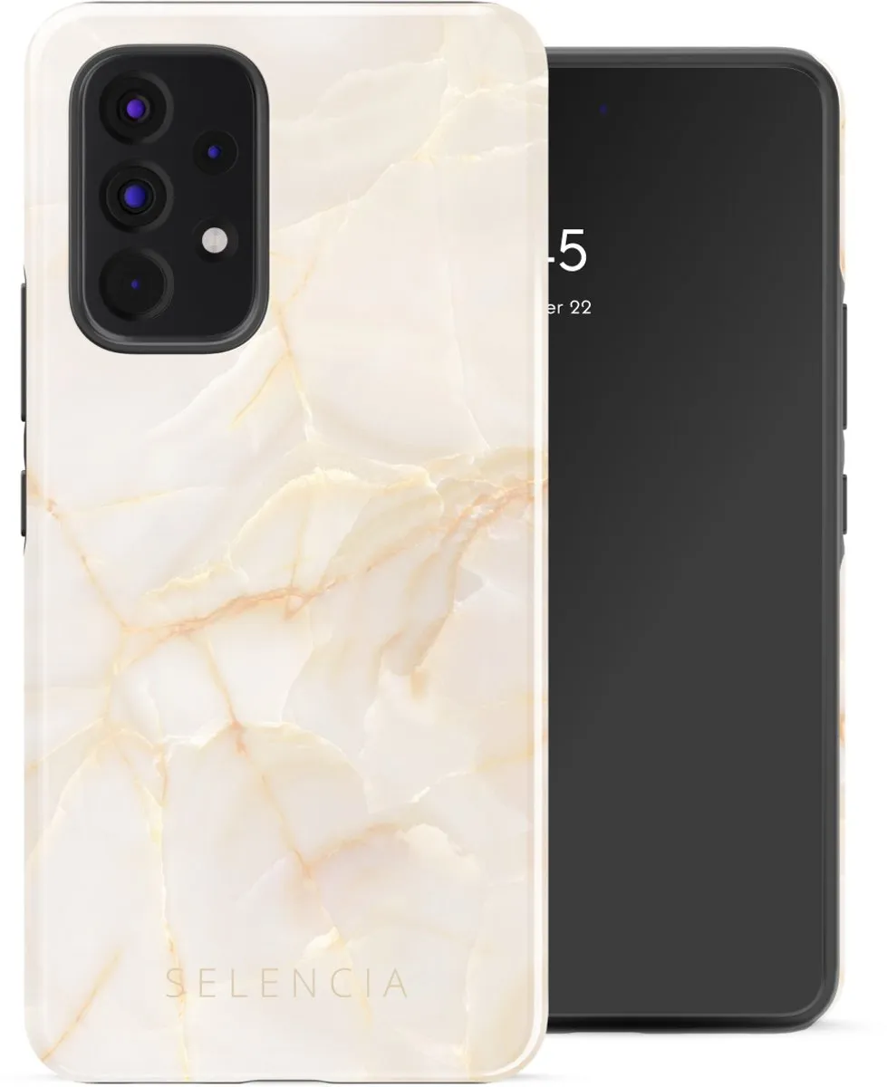 Selencia Hoesje Samsung Galaxy A53 Golden Beige Marble