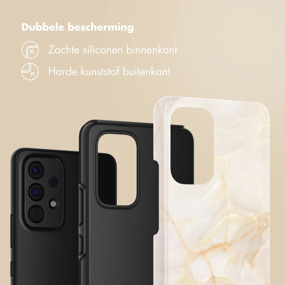 Selencia Hoesje Samsung Galaxy A53 Golden Beige Marble