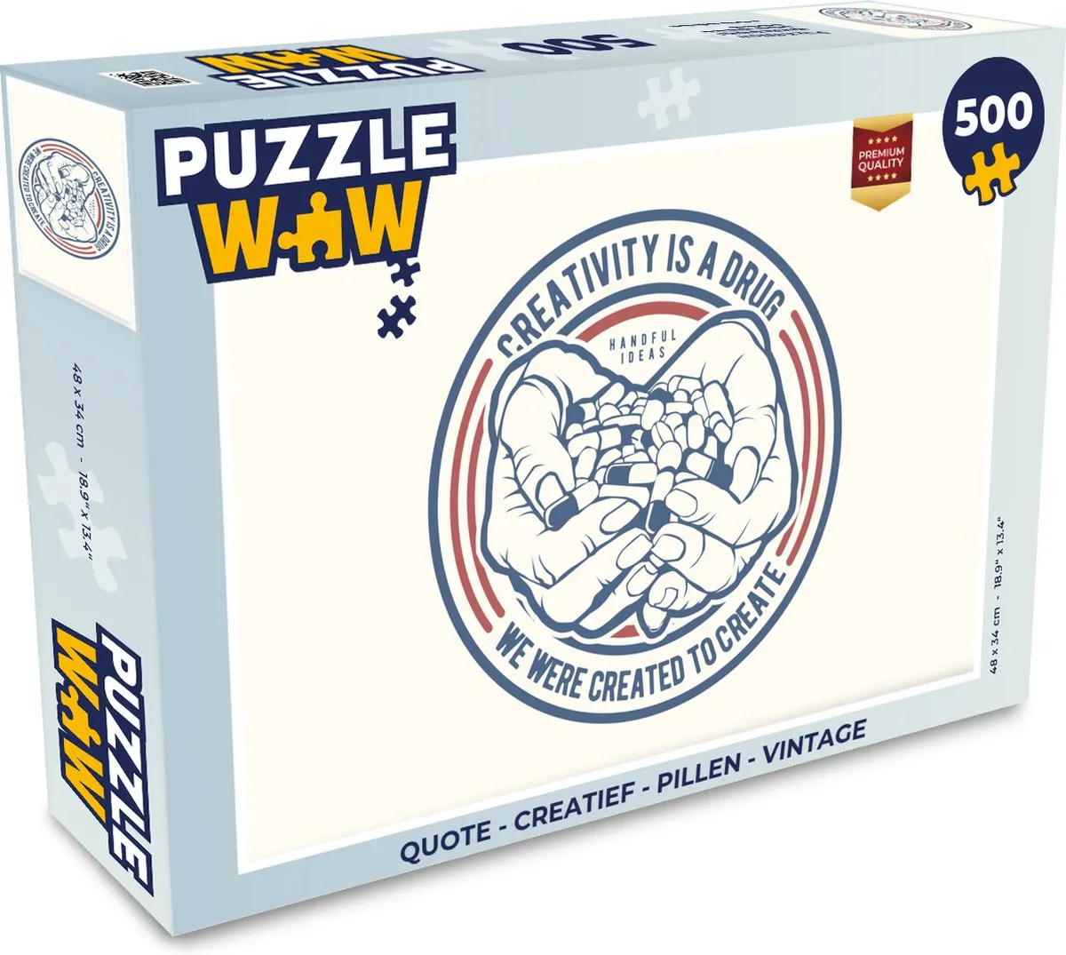 PuzzleWow Quote Pillen Vintage Legpuzzel 500 Stuks