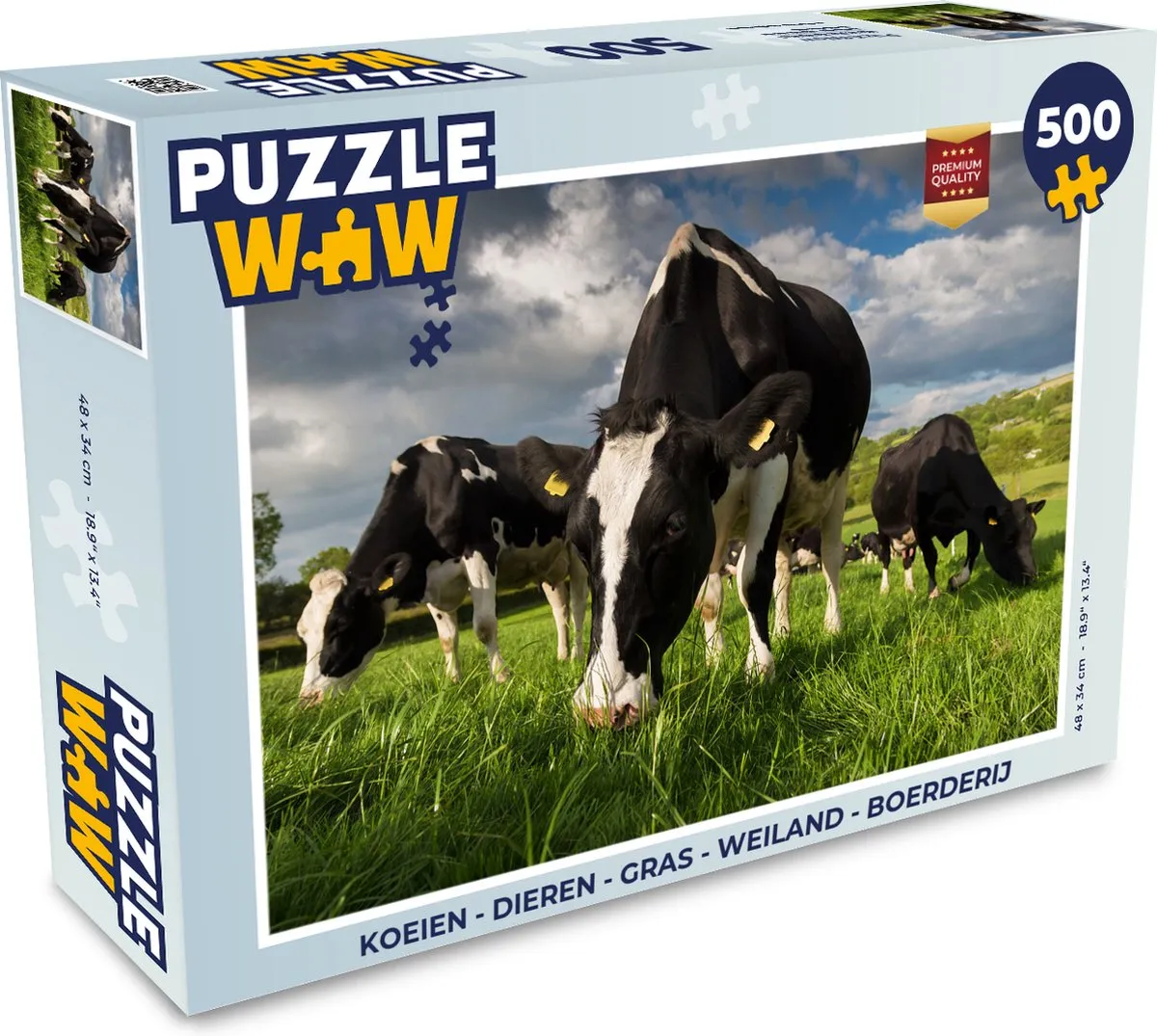 PuzzleWow Koeien Weiland Legpuzzel 500 Stuks - Multicolor
