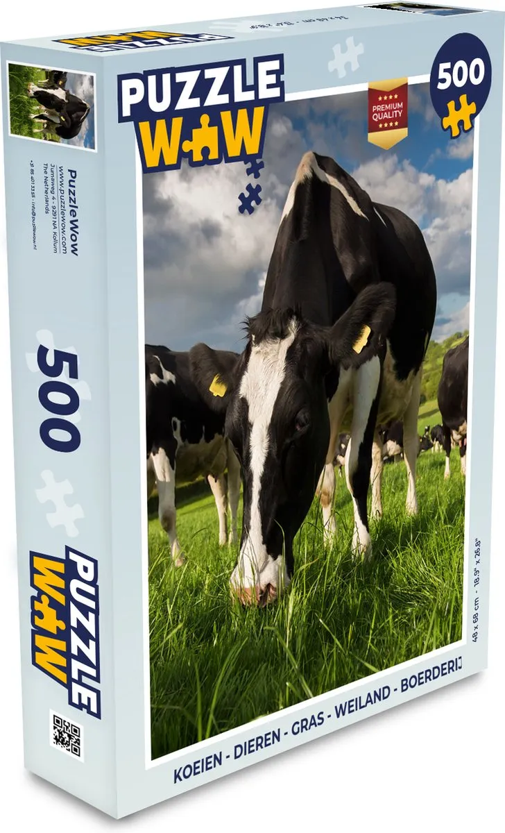 PuzzleWow Koeien Weiland Legpuzzel 500 Stuks - Multicolor