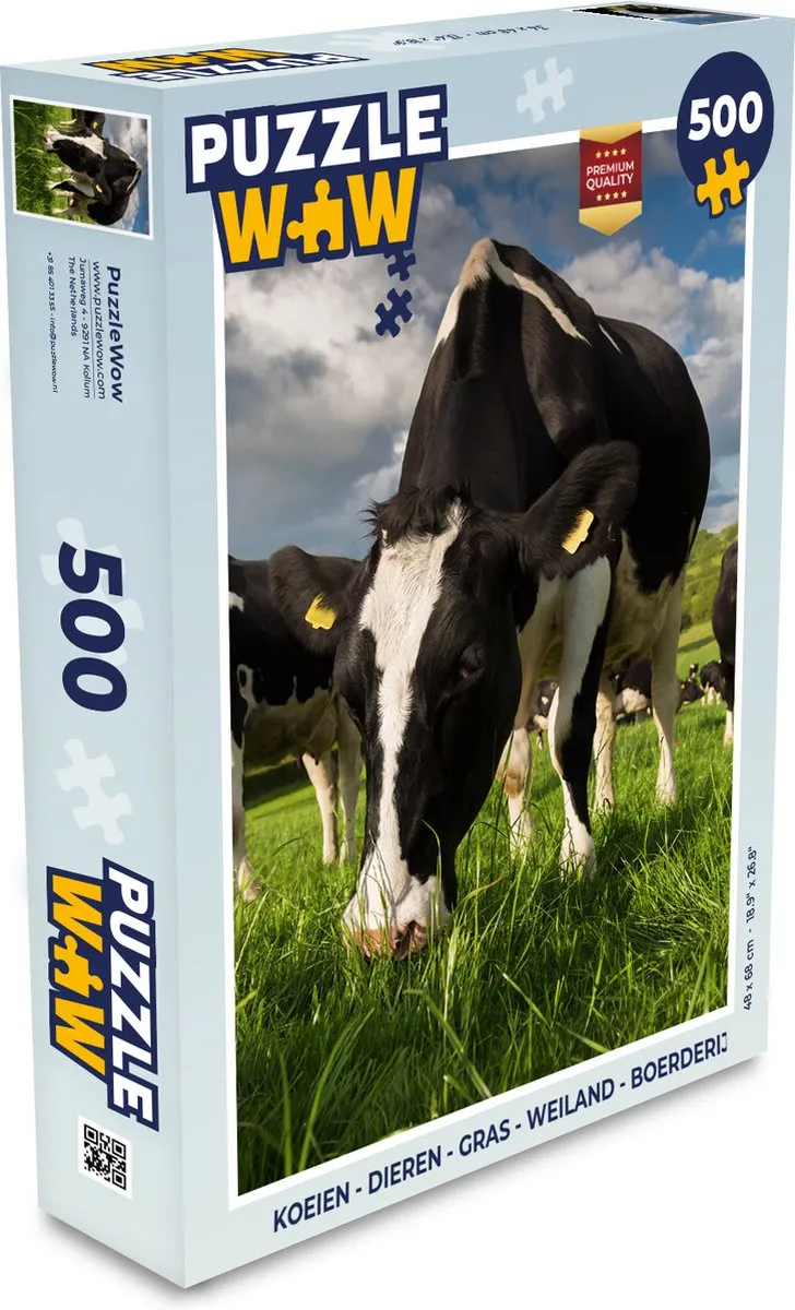 PuzzleWow Koeien Weiland Legpuzzel 500 Stuks - Multicolor