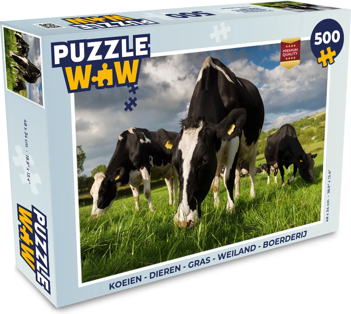 PuzzleWow Koeien Weiland Legpuzzel 500 Stuks - Multicolor