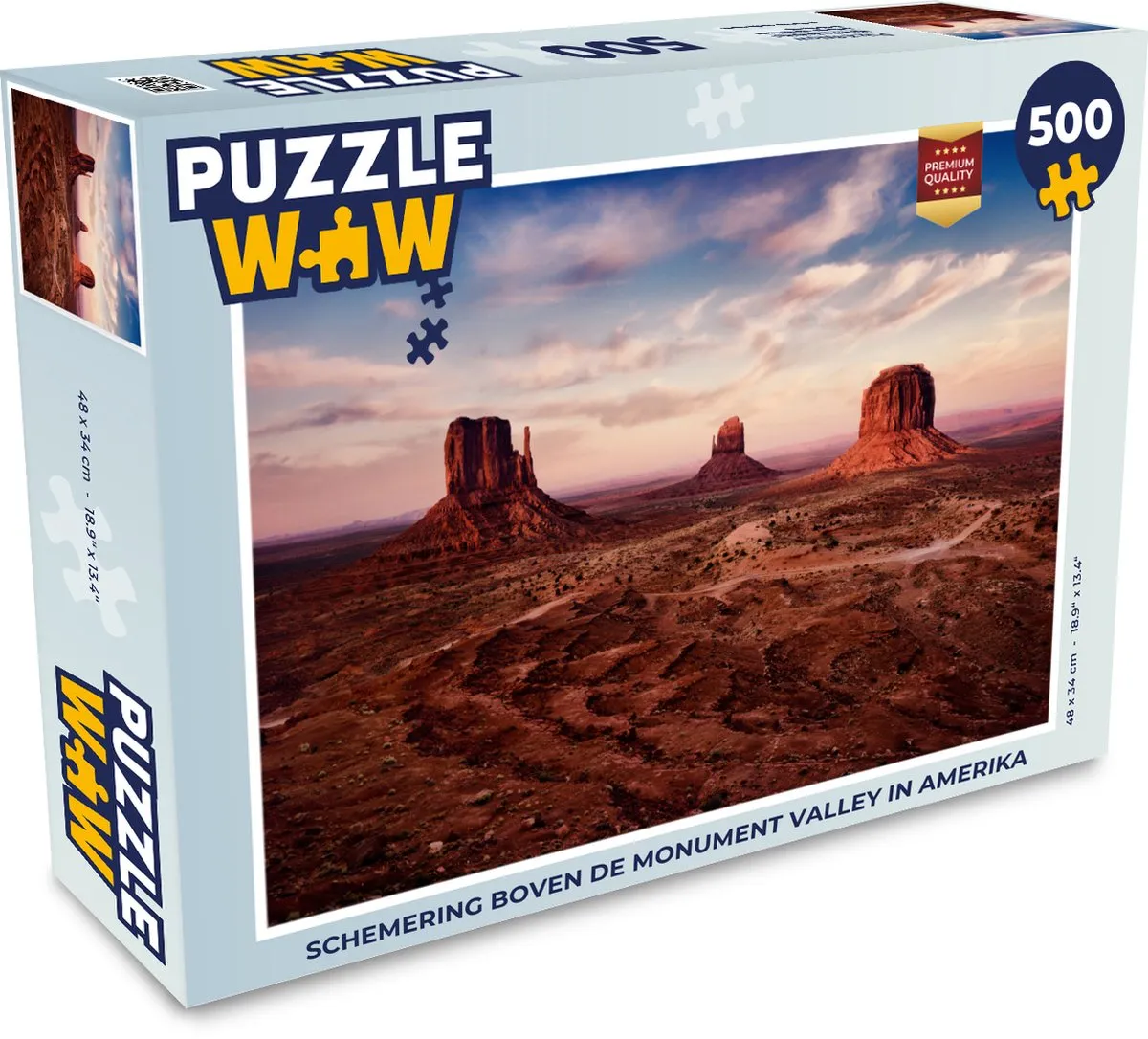 PuzzleWow Legpuzzel Schemering Monument Valley 500 Stuks - Multicolor