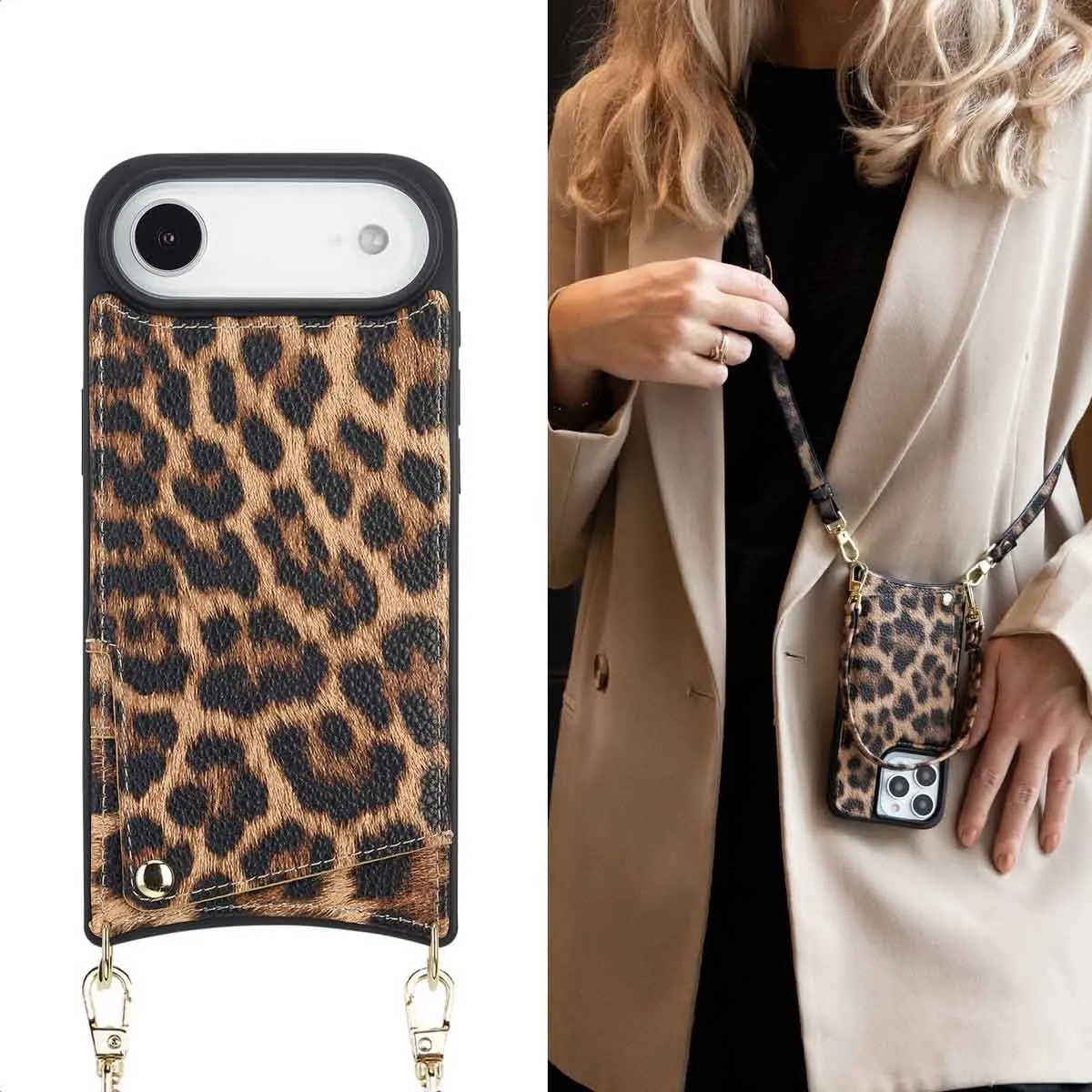 Selencia Hoesje iPhone 17 Air Leopard - 2 Pasjes