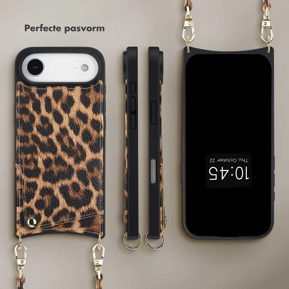 Selencia Hoesje iPhone 17 Air Leopard - 2 Pasjes - afbeelding 6 van 6